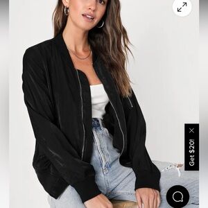 Lulus Black Women's Light Black Bomber Jacket in Size Small